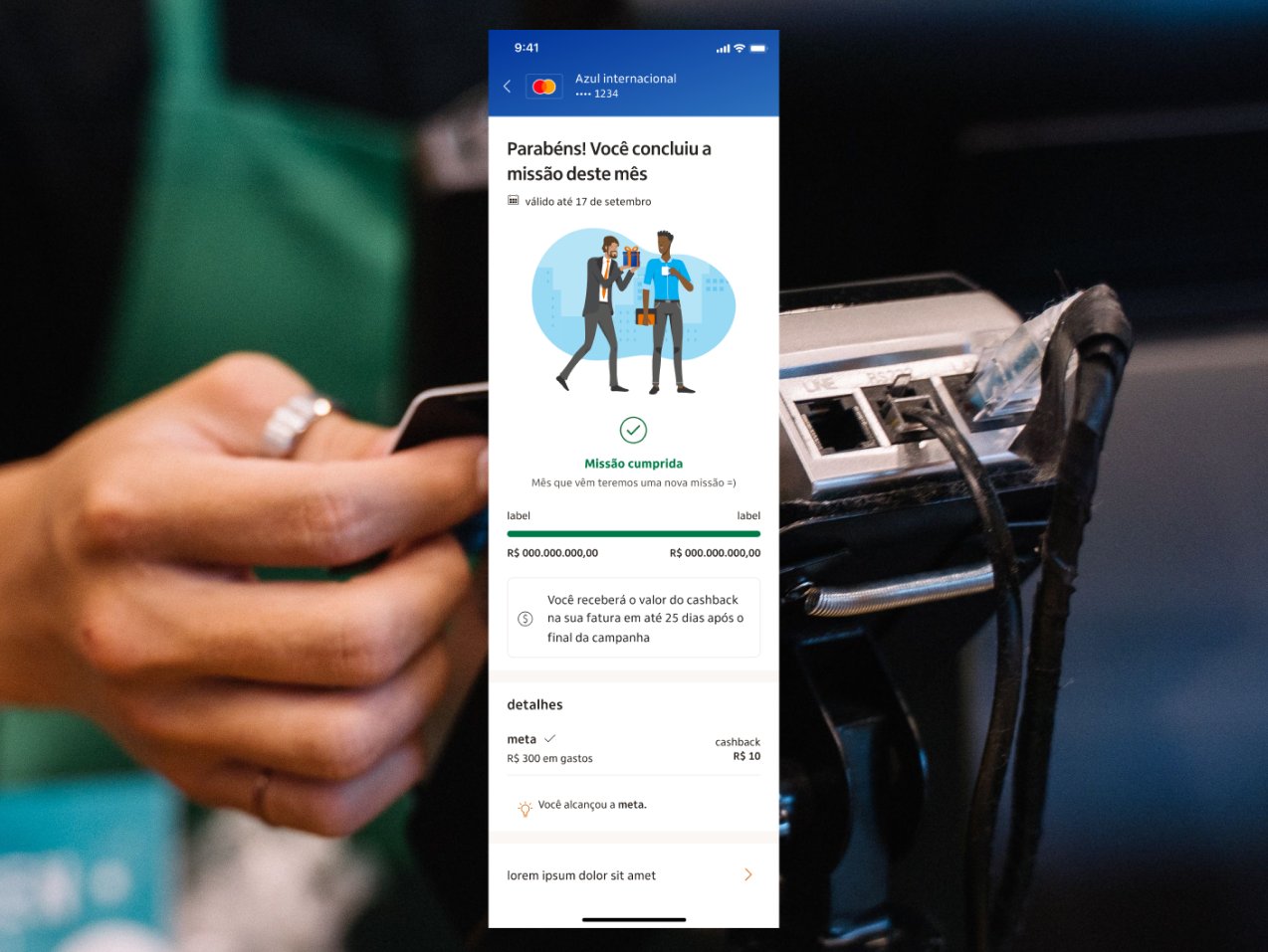 Mission complete screen with cashback released