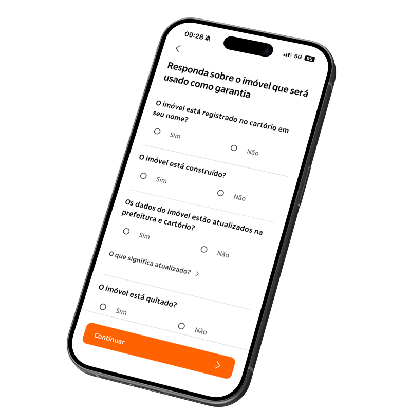 App screen asking about the property used as collateral